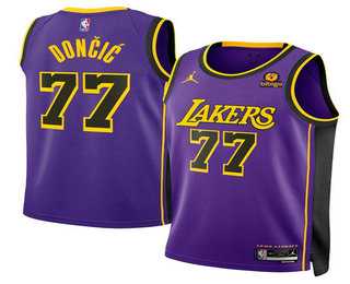 Men%27s Los Angeles Lakers #77 Luka Doncic Purple 2025 Statement Edition Stitched Jersey Dzhi